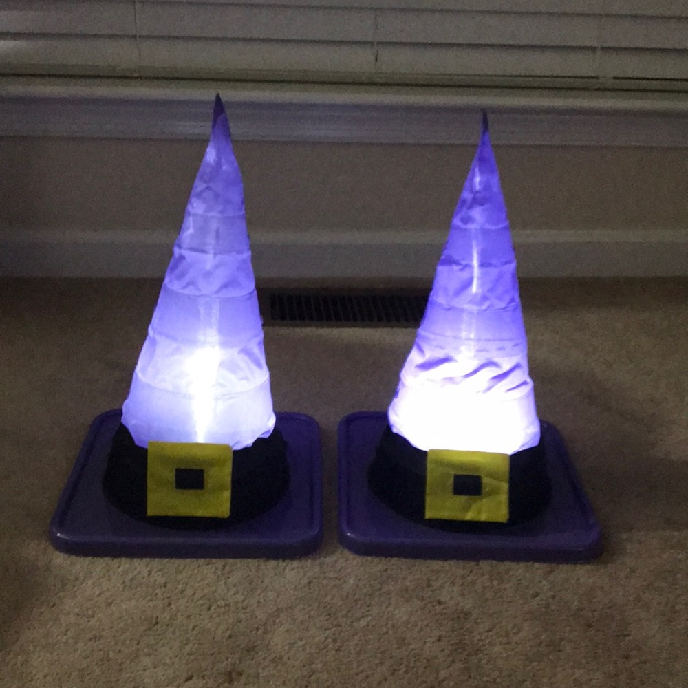 2 Halloween Light Up Cone Witch Hats!